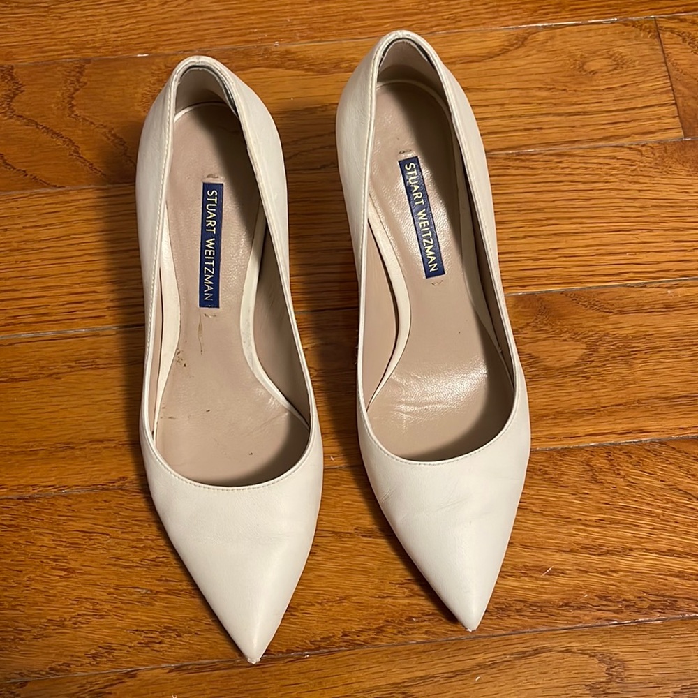 Stuart Weitzman Pointed Toe Kitten Heel Pumps